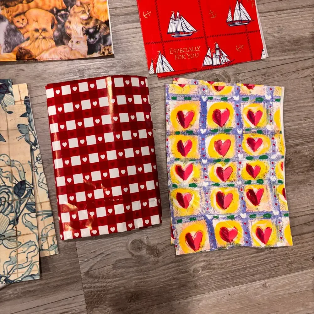 Vtg 80s Gift Wrap Wrapping Paper Gift Bags Ribbon Christmas Baby Shower Garfield